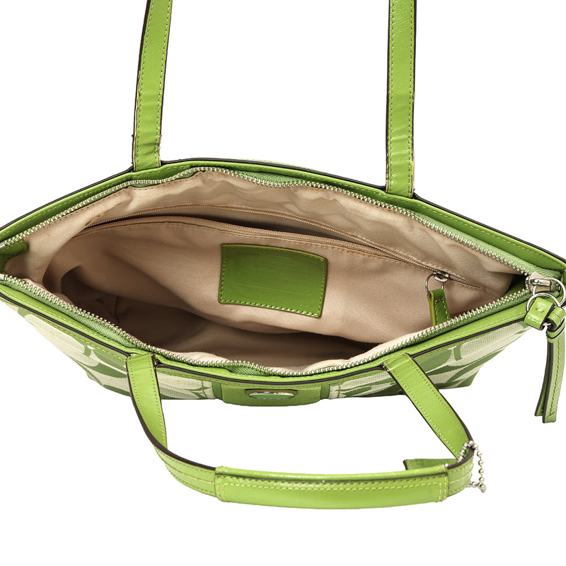 Green Monogram Canvas Tote