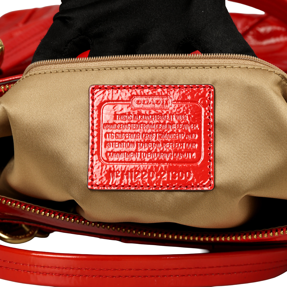 Red Madison Diagonal Pleated Patent Leather Tote