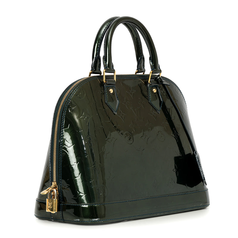 Women louis vuitton green vernis alma pm bag price
