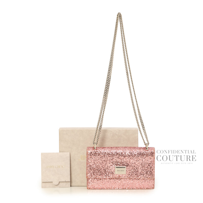 Leni Corse Pink Glitter Chain Crossbody Bag