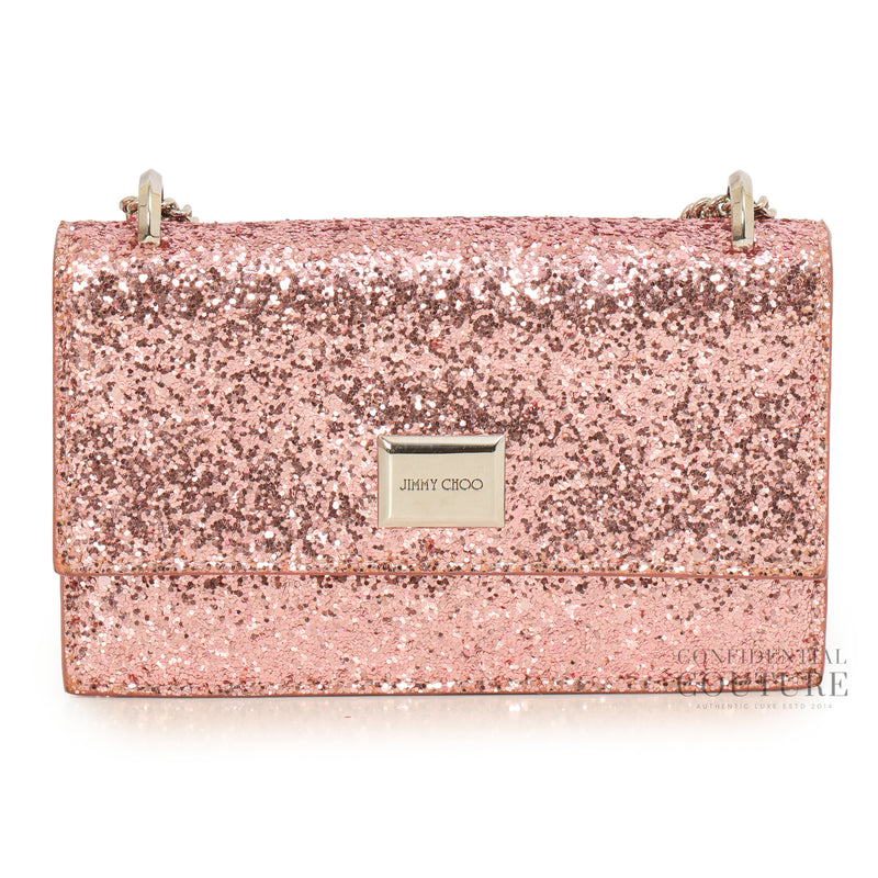 Leni Corse Pink Glitter Chain Crossbody Bag