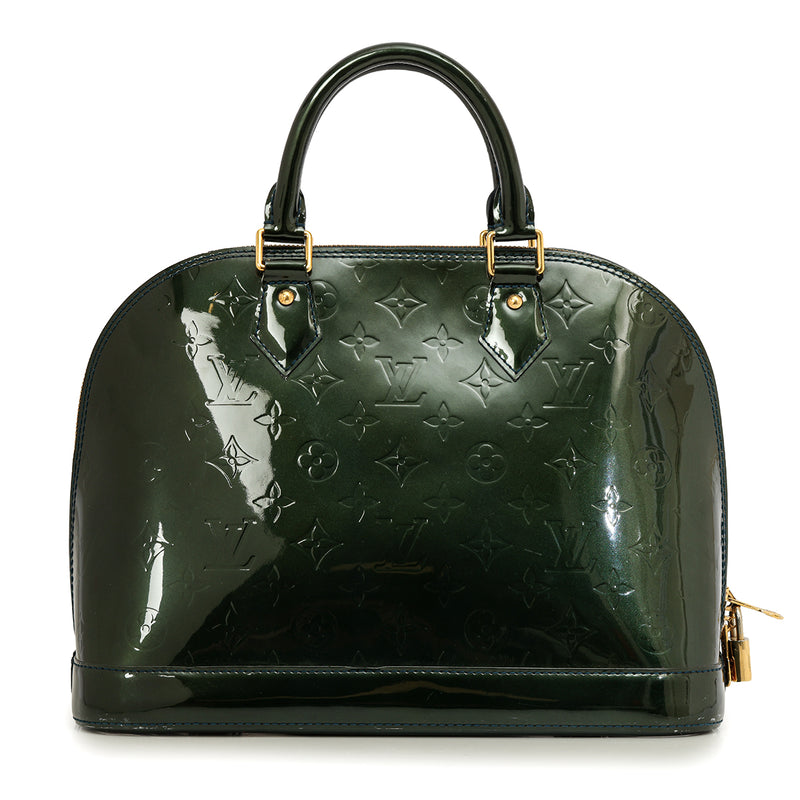 Women Louis Vuitton Green Vernis Alma PM Bag