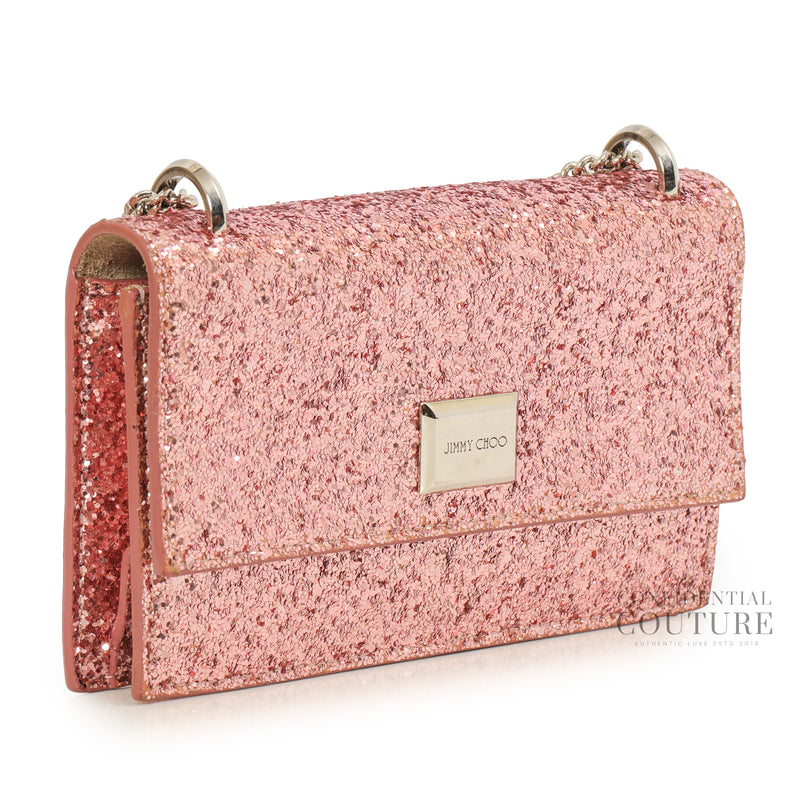Leni Corse Pink Glitter Chain Crossbody Bag