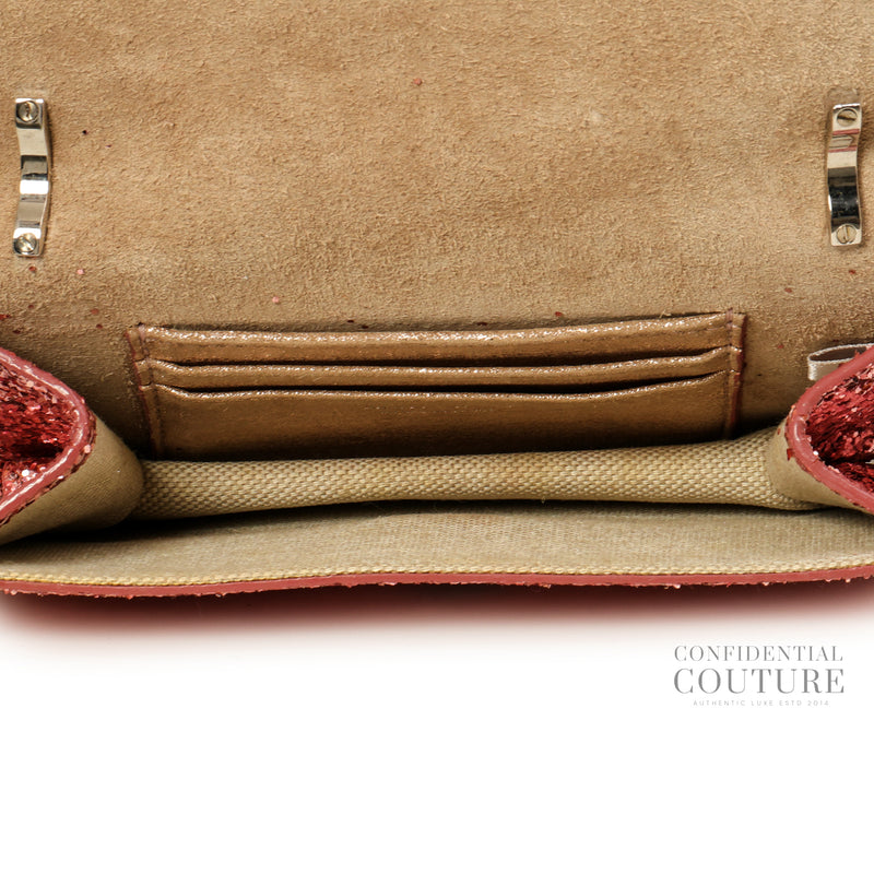 Leni Corse Pink Glitter Chain Crossbody Bag
