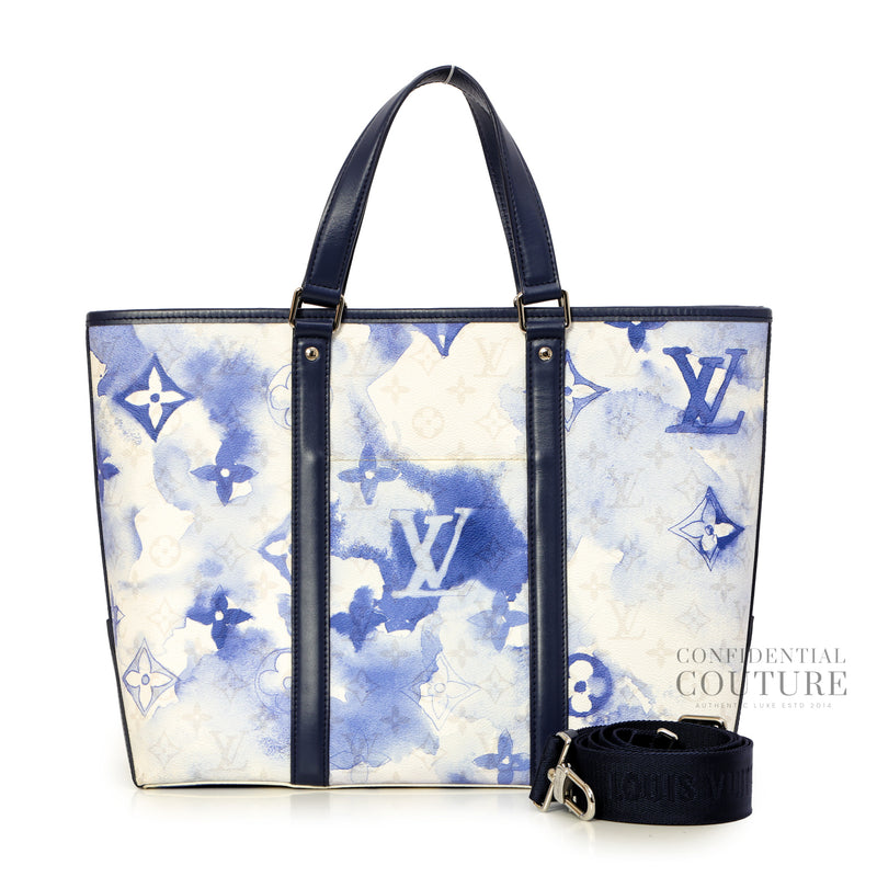 Blue Monogram Watercolor Weekend Tote GM