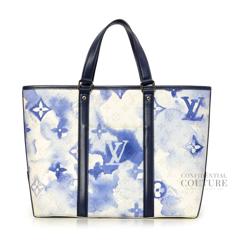Blue Monogram Watercolor Weekend Tote GM