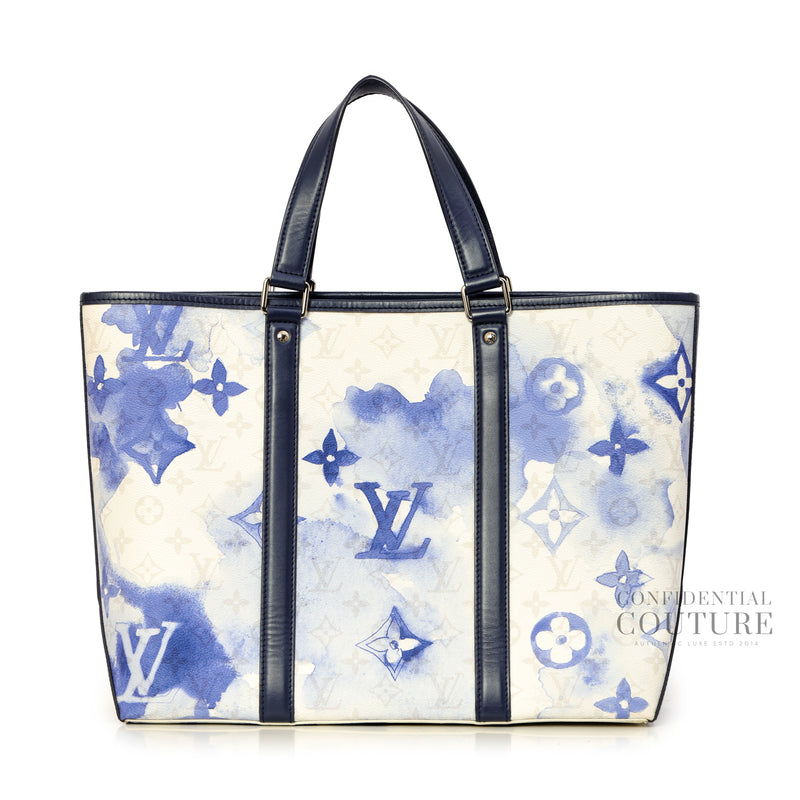 Blue Monogram Watercolor Weekend Tote GM