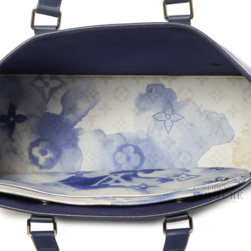 Blue Monogram Watercolor Weekend Tote GM