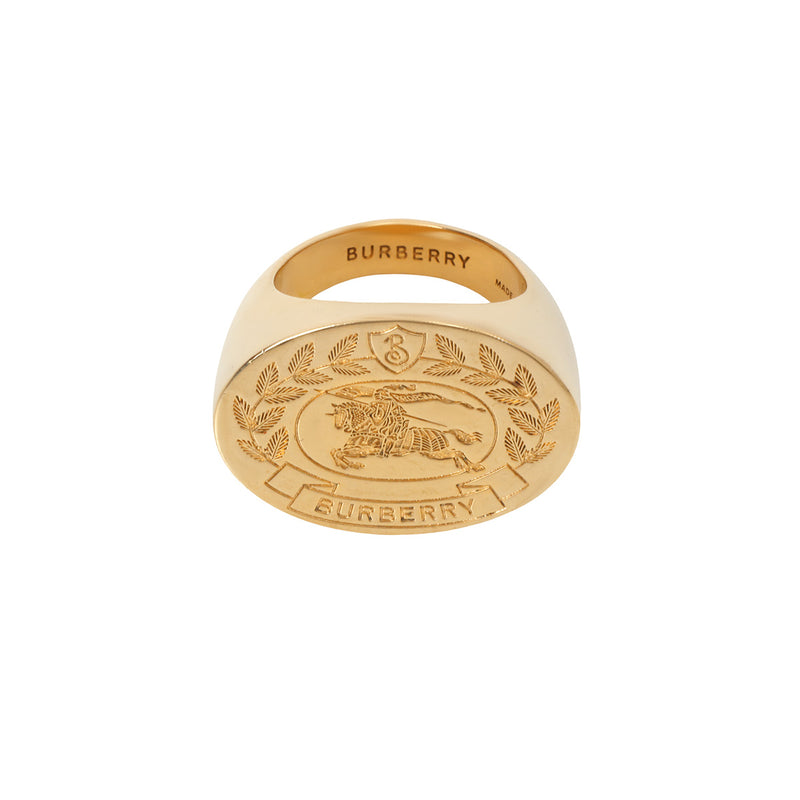 Pre-Owned Burberry Gold-Plated Ekd Signet Ring