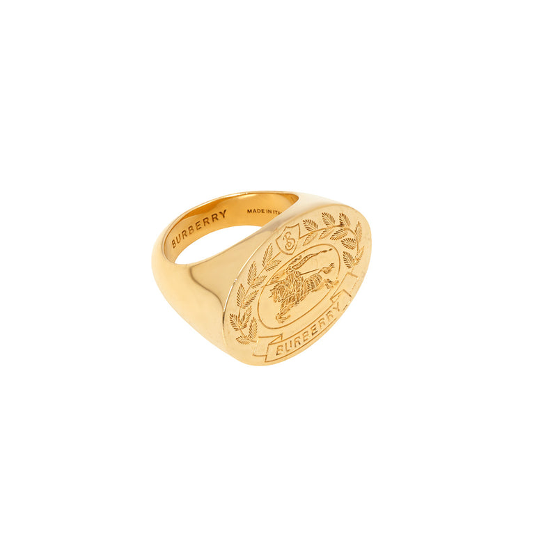 Women pre owned burberry gold plated ekd signet ring price