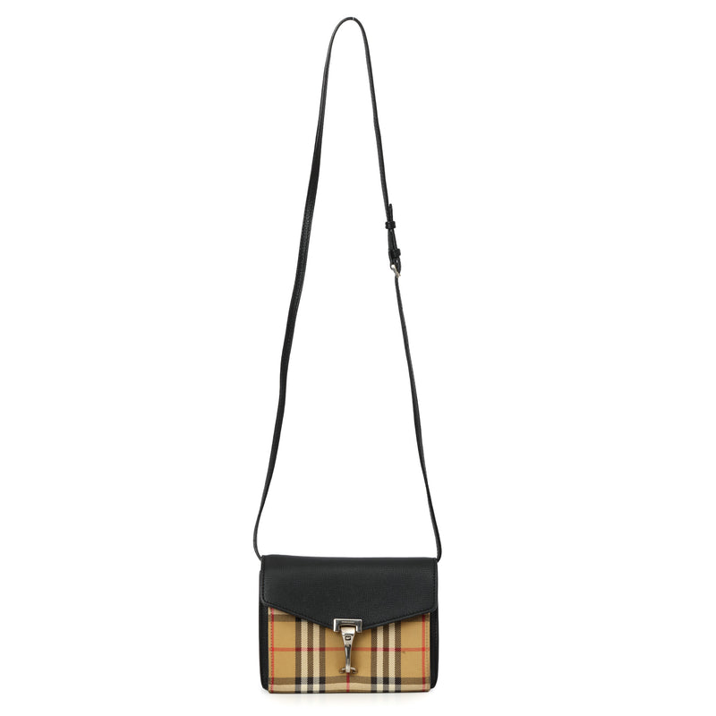 Women burberry black vintage check macken small crossbody bag
