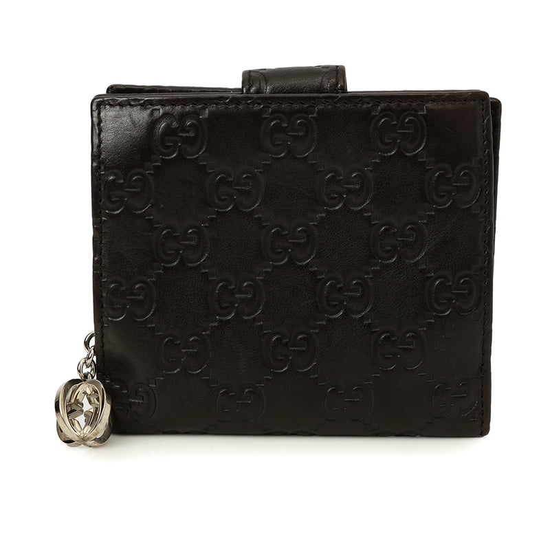 Pre loved Gucci Black Guccissima Leather Interlocking G Charm French Wallet One Size