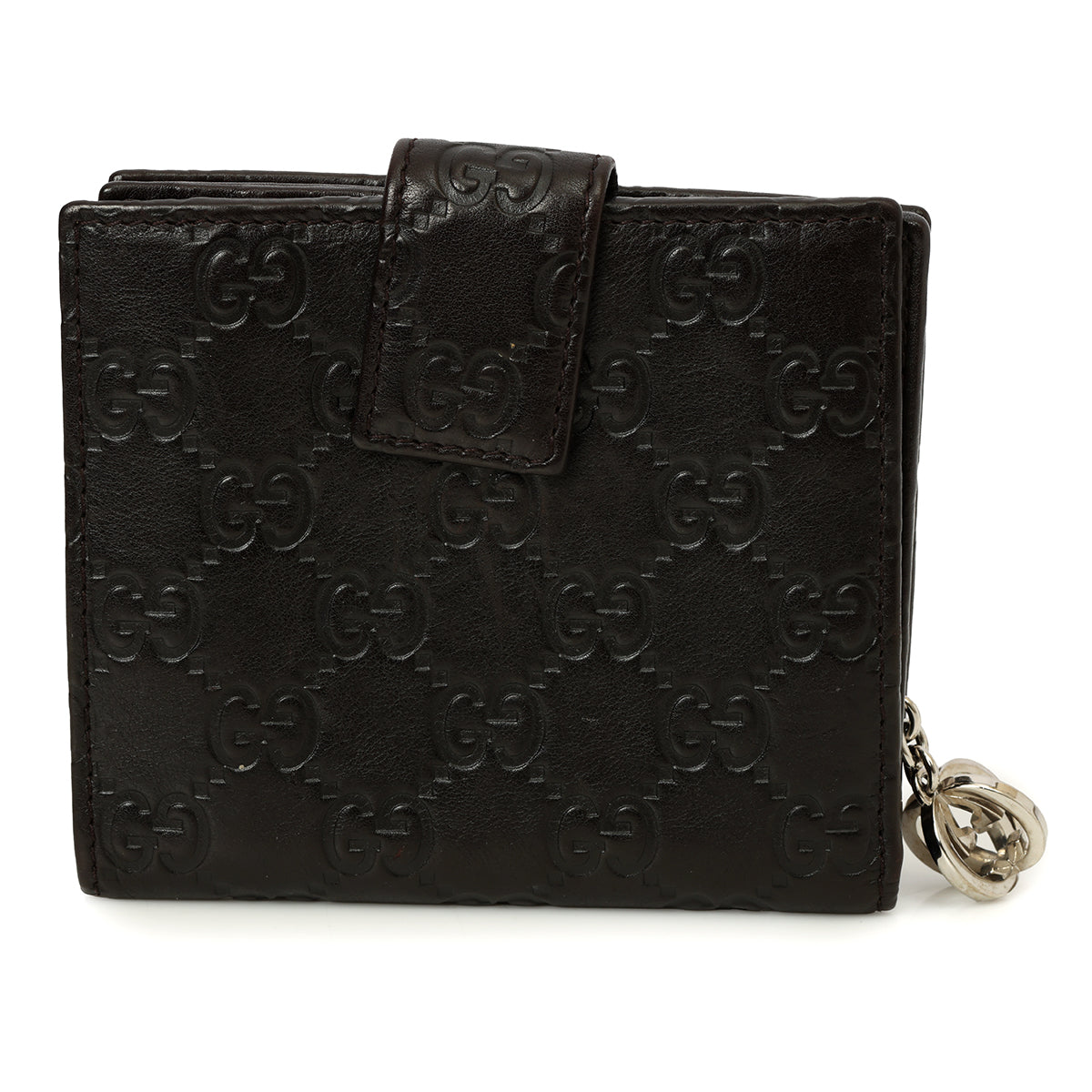 Black Guccissima Leather Interlocking G Charm French Wallet One Size