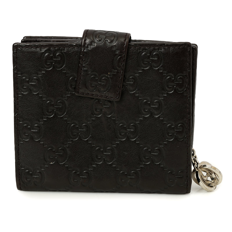Women pre loved gucci black guccissima french wallet one size