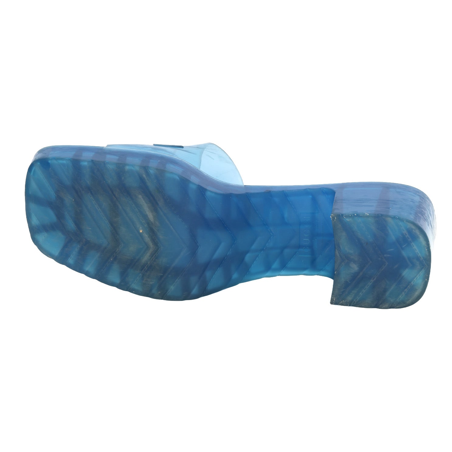 Blue Rubber Heeled Slide Sandals- 39