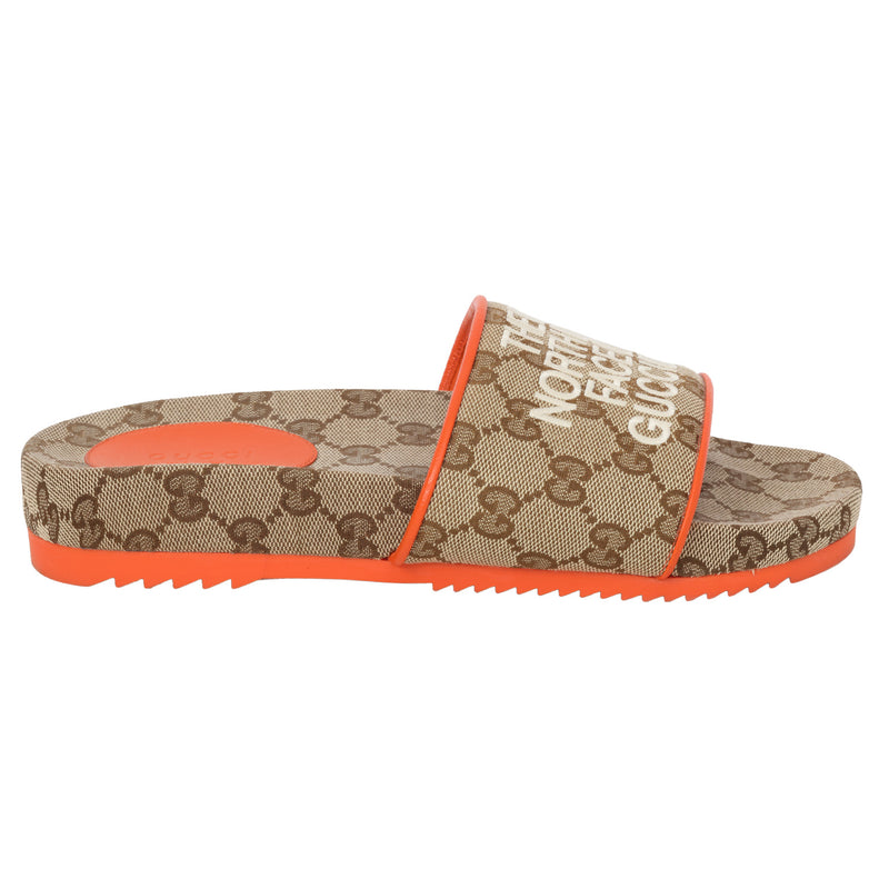 Gucci - X The North Face GG-Canvas Beige/Orange Slides- 37