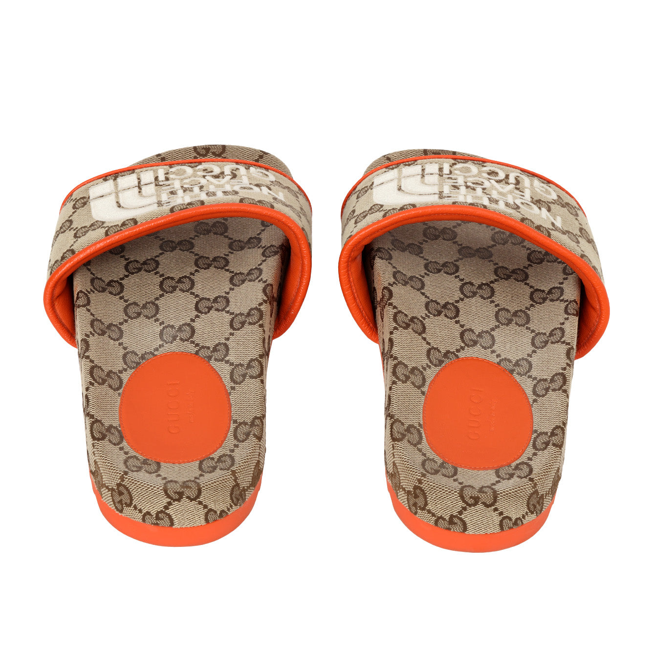 - X The North Face GG-Canvas Beige/Orange Slides- 37