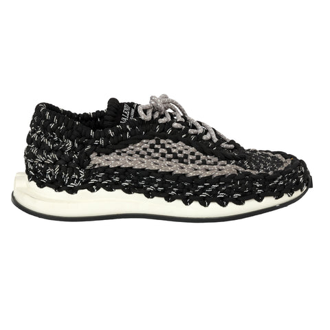 Black/Grey Crochet Fabric Sneakers