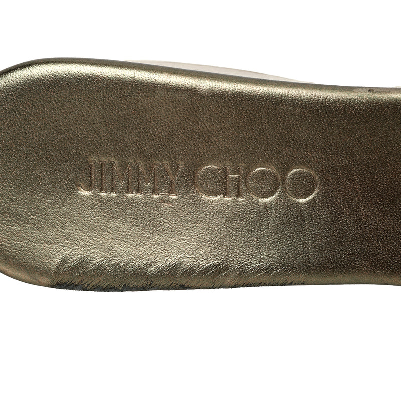 Women pre loved jimmy choo metallic green wedges size 39