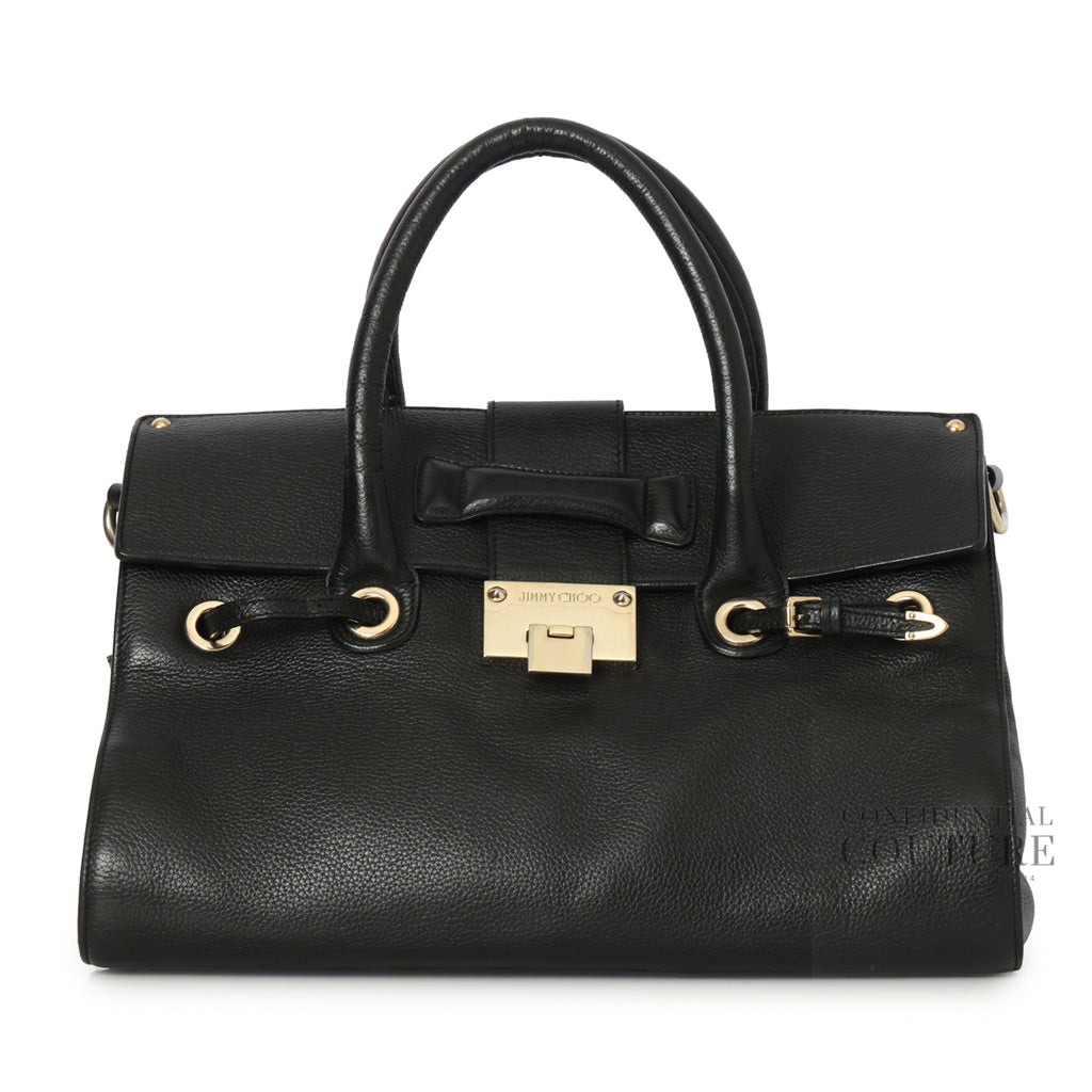Shop Pre-Owned Jimmy Choo Rosalie Black Leather Satchel