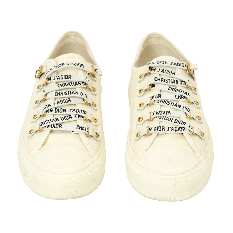 Christian Dior Walk'n Dior Sneakers In White Cotton Canvas Size: 38.5