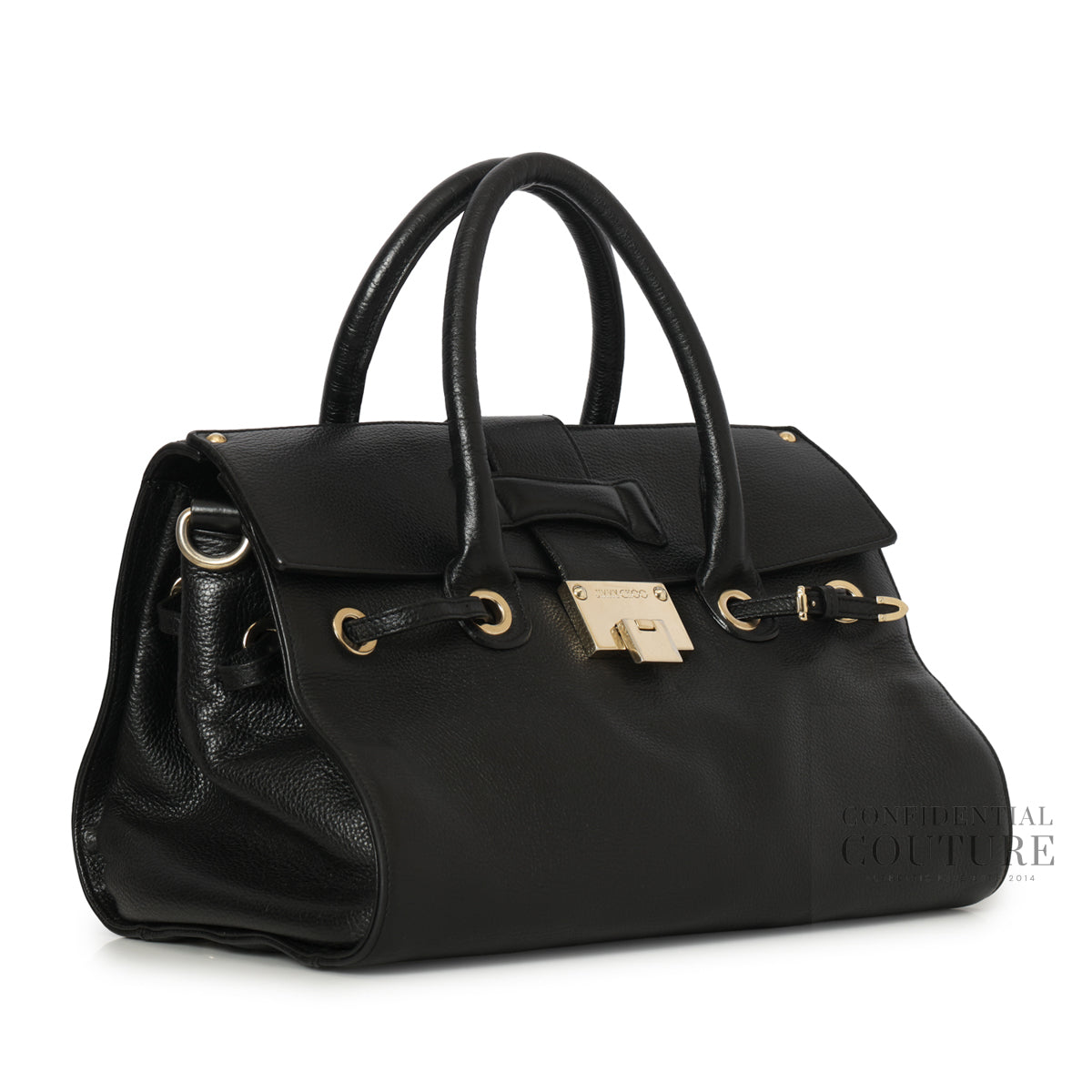 Black Leather Rosalie Satchel Bag
