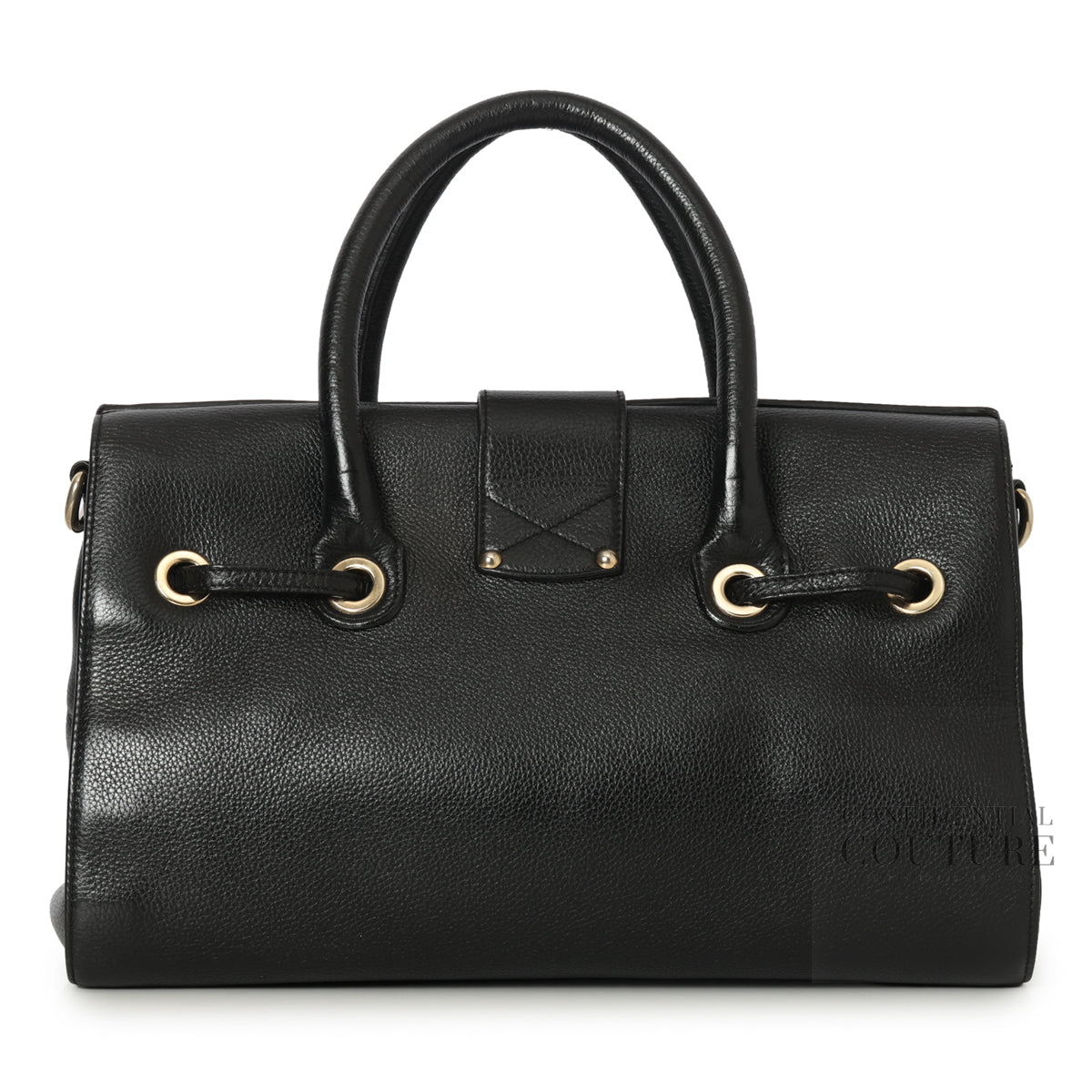 Black Leather Rosalie Satchel Bag
