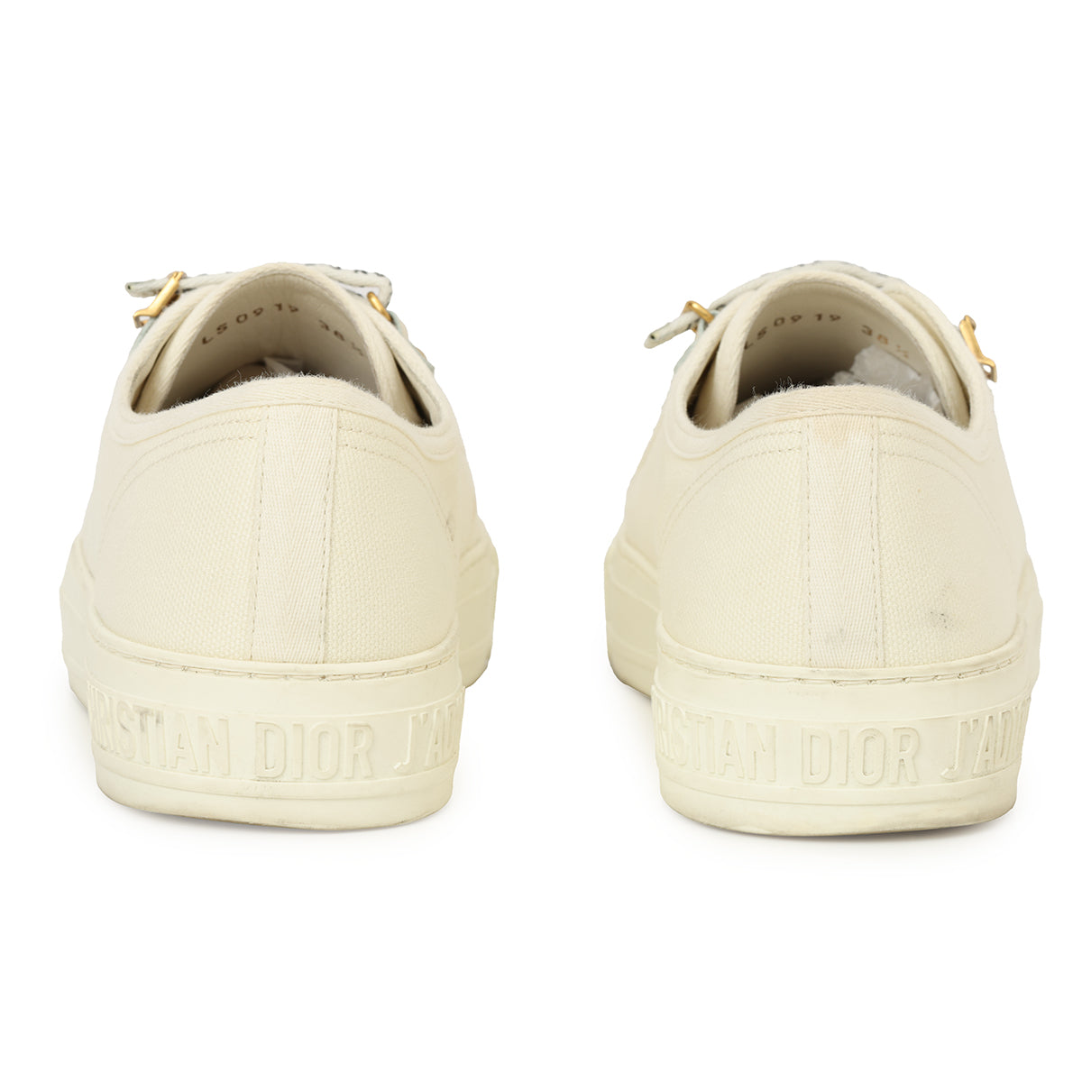 Walk'n Dior Sneakers In White Cotton Canvas Size: 38.5