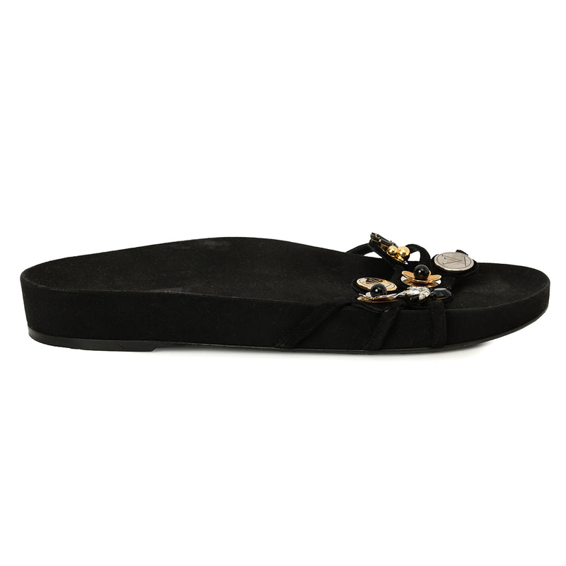 Pre-loved Louis Vuitton Black Charms Embellished Slides Size: 38.5