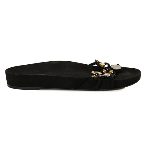 Black Charms Embellished Slides Size: 38.5