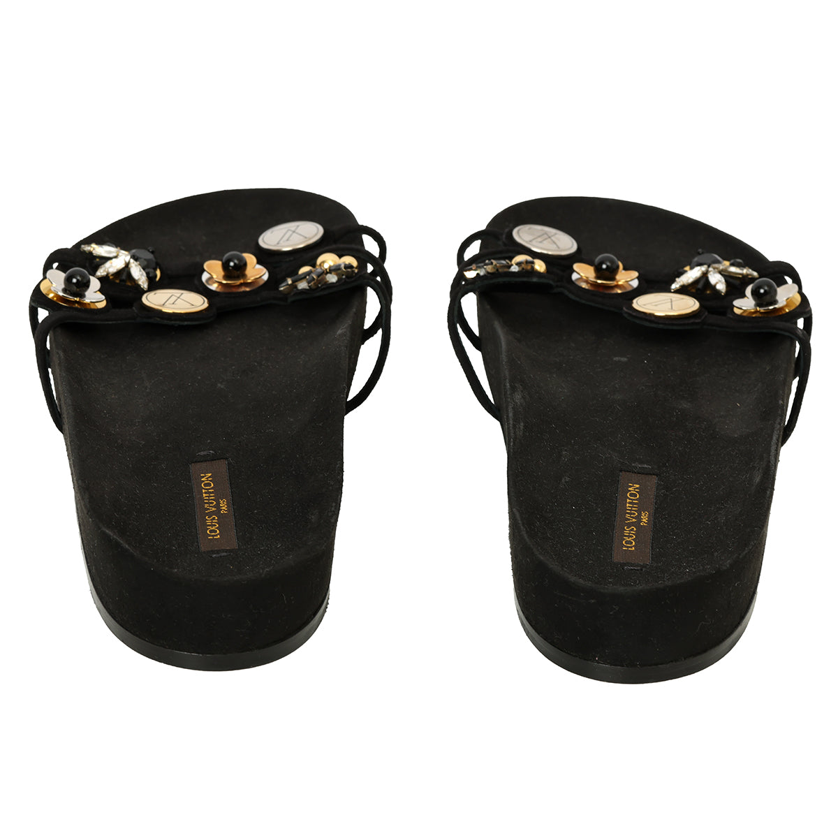 Black Charms Embellished Slides Size: 38.5