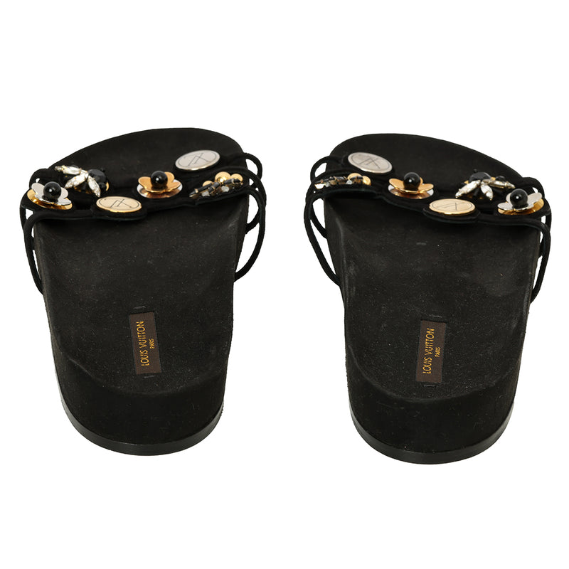 Women pre loved louis vuitton black slides