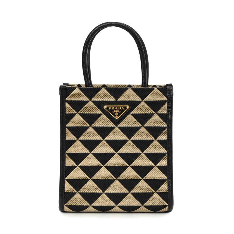 Prada Black and Beige Symbole Jacquard Mini Bag