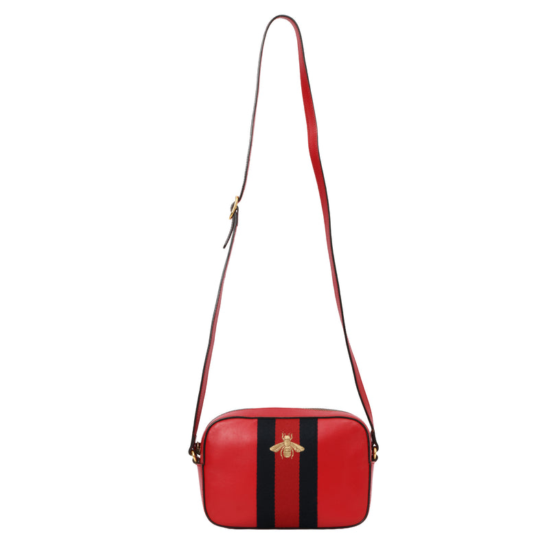Pre-loved Gucci Red Webby Bee Crossbody Bag