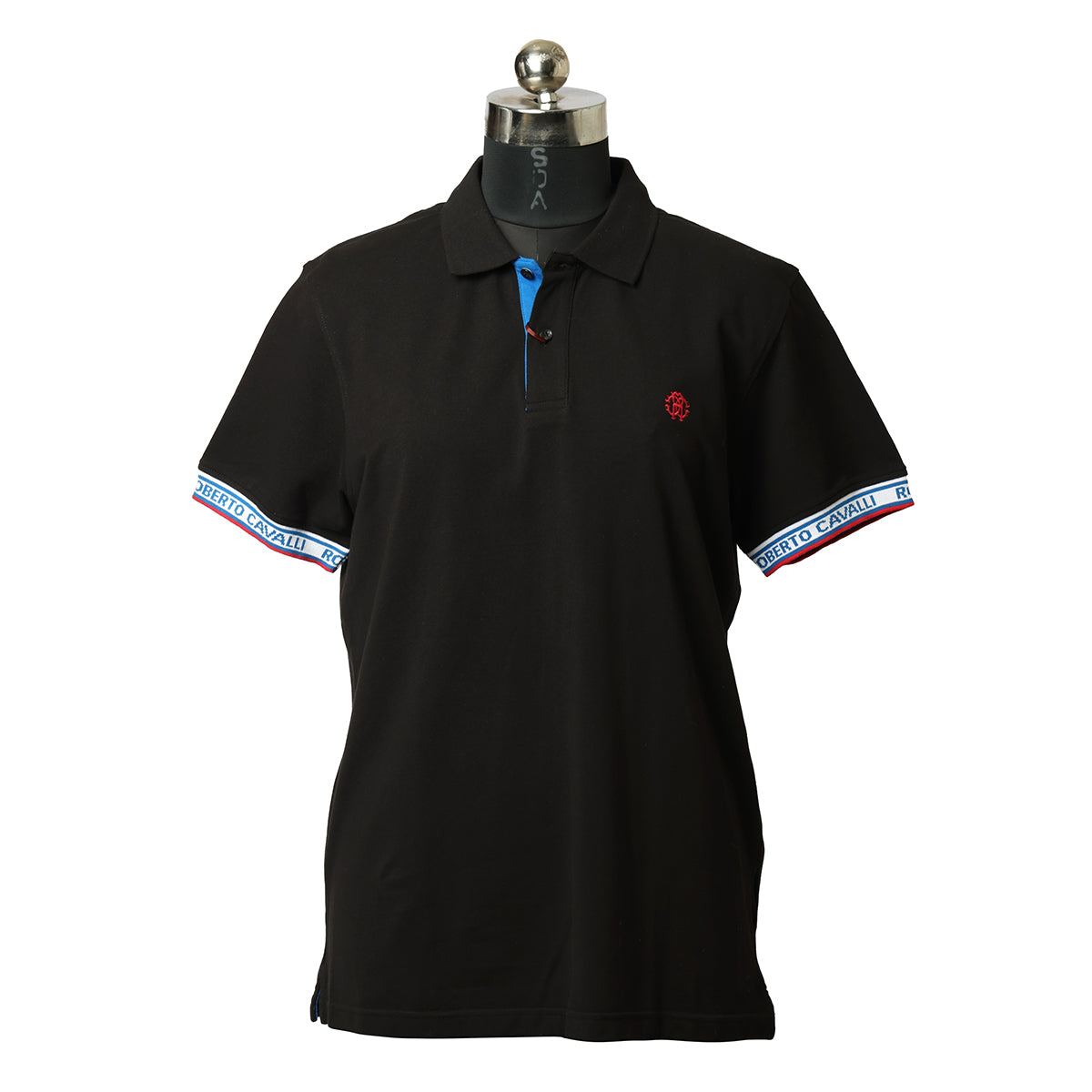 100% Cotton Black Polo With RC Monogram And Logo Tshirt- XL