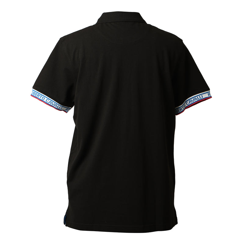 Pre loved Roberto Cavalli 100% Cotton Black Polo With RC Monogram And Logo Tshirt- XL