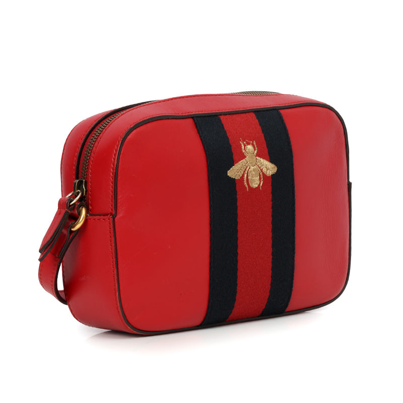 Women pre loved Gucci Red Webby Bee Crossbody Bag