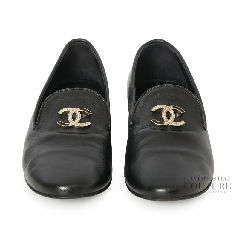 CC Moccasin Black Leather Loafers | EU 35.5