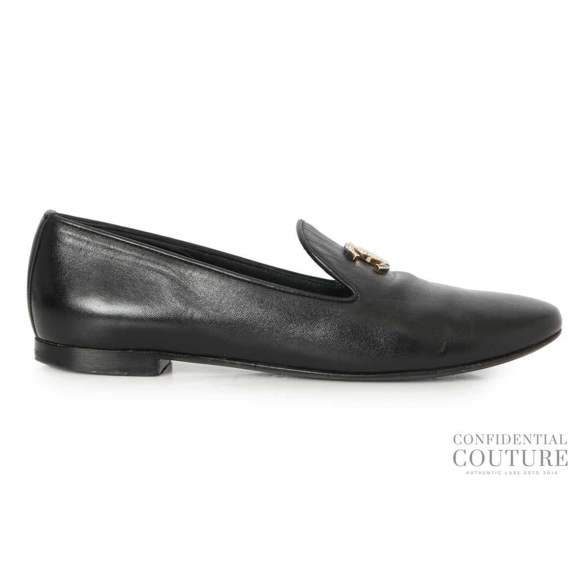 CC Moccasin Black Leather Loafers | EU 35.5