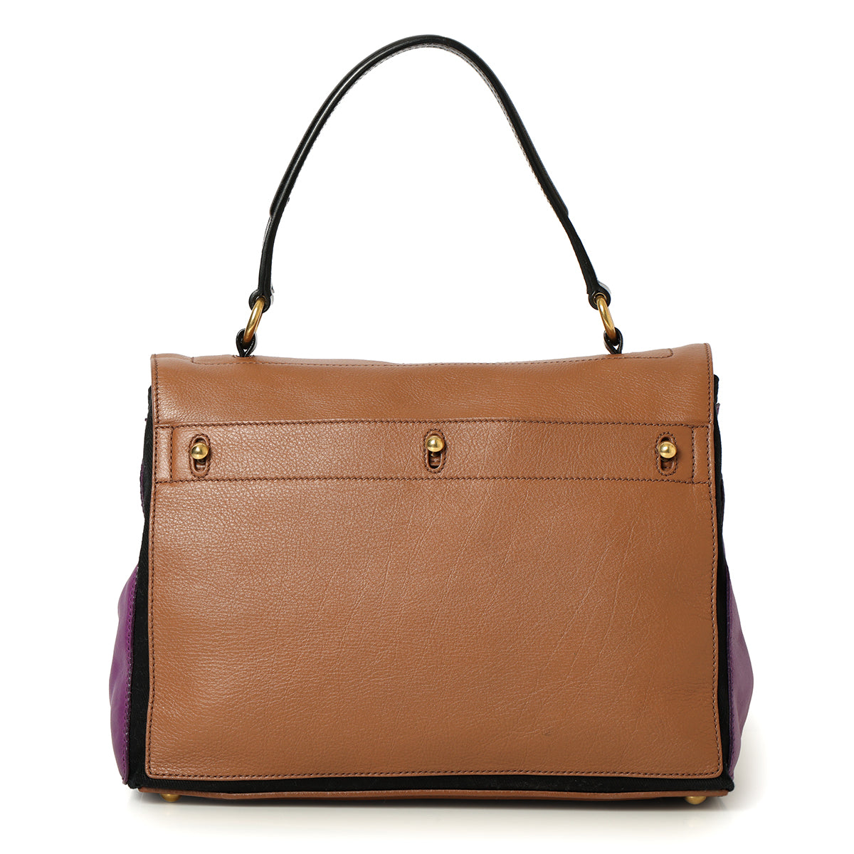 Brown/Purple/Black Tricolor Leather Medium Muse Two Bag