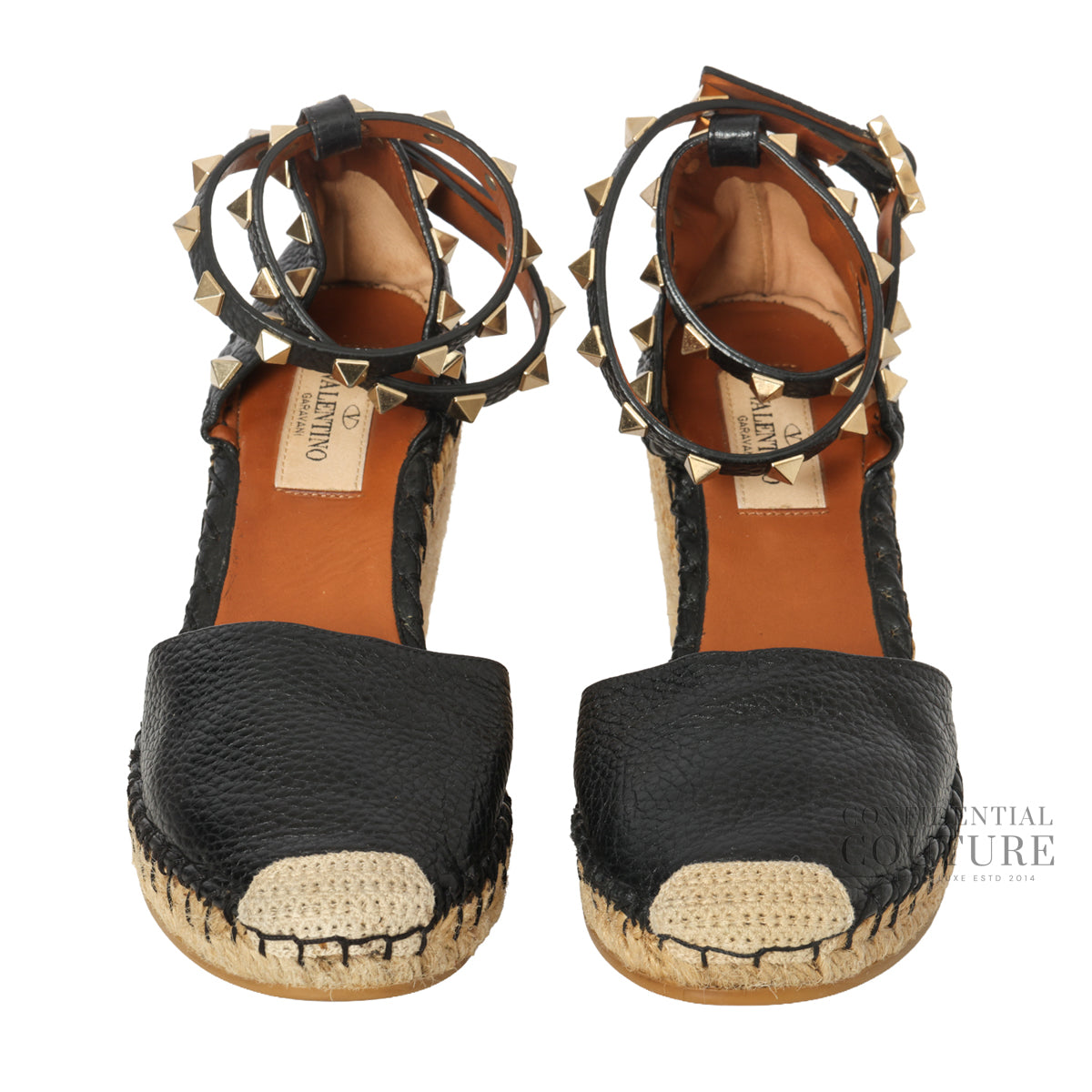 Garavani Rockstud Leather Espadrille Wedges | EU 35