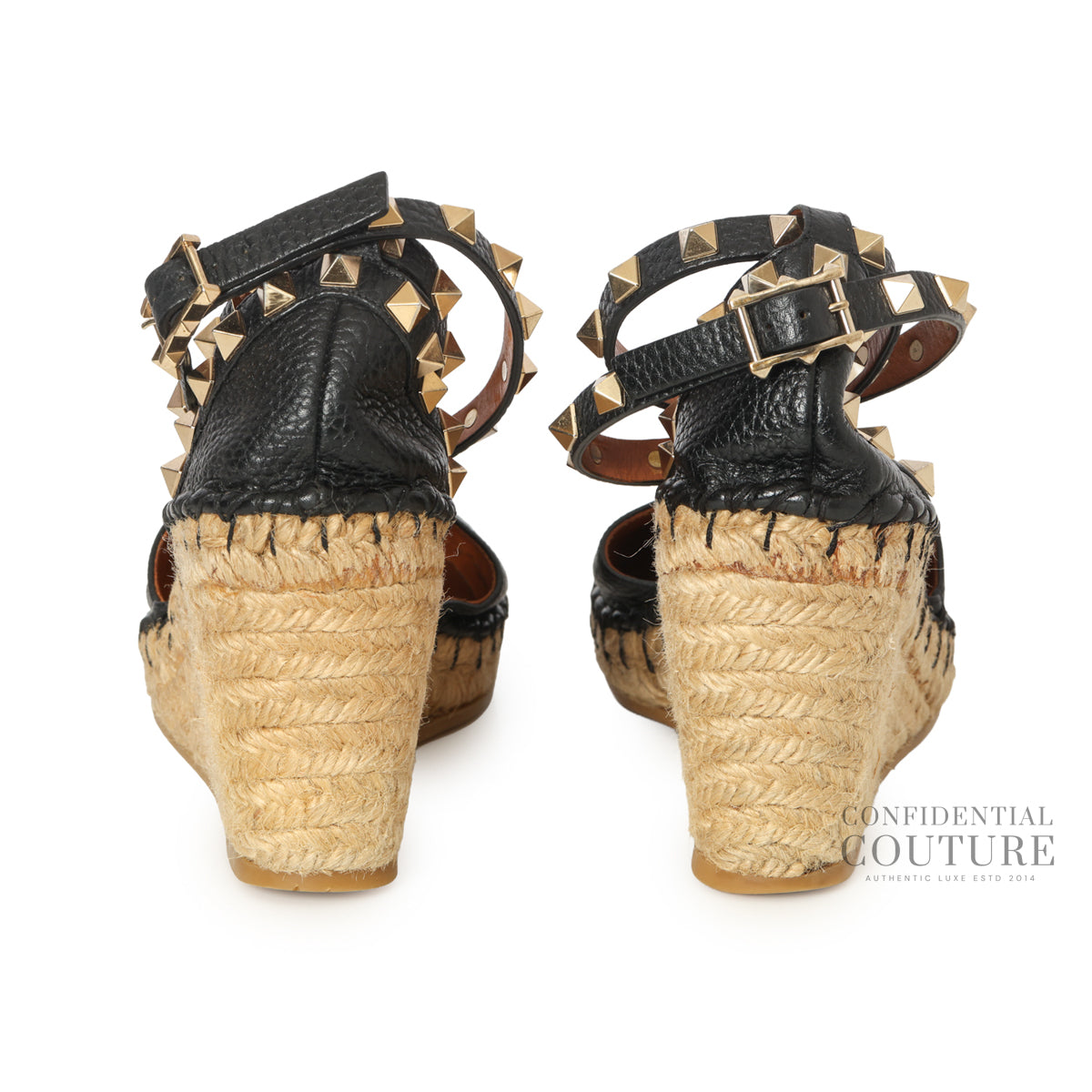 Garavani Rockstud Leather Espadrille Wedges | EU 35
