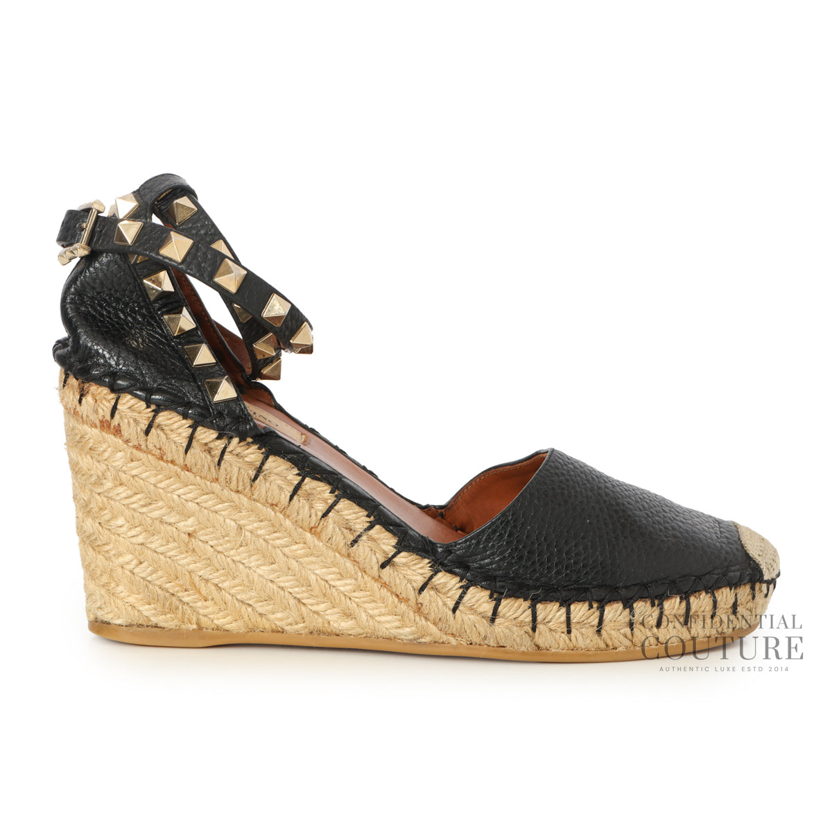 Garavani Rockstud Leather Espadrille Wedges | EU 35