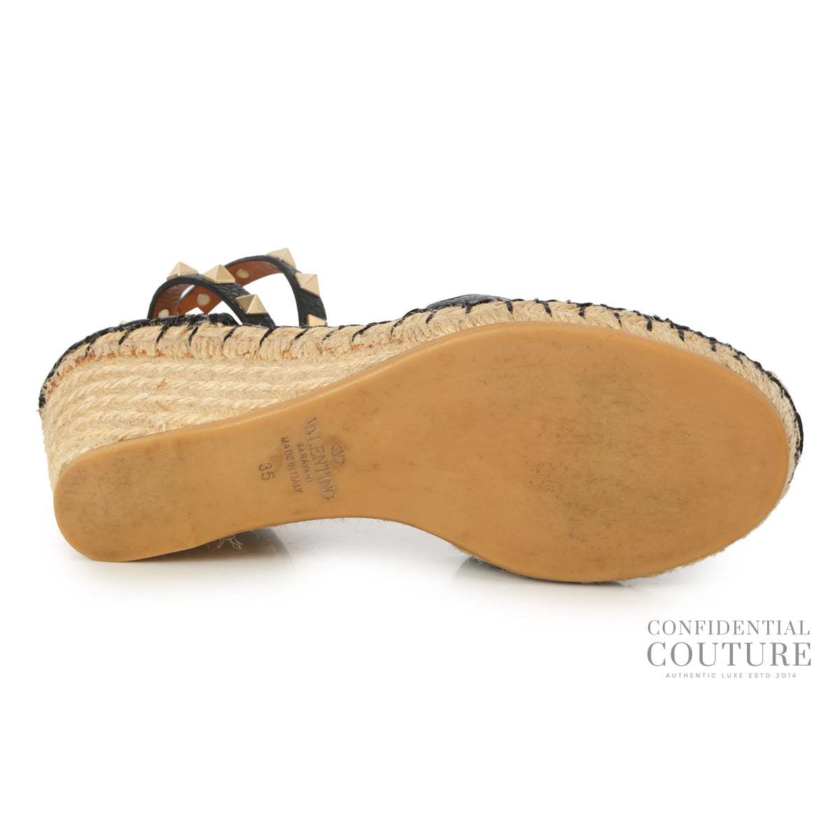 Garavani Rockstud Leather Espadrille Wedges | EU 35