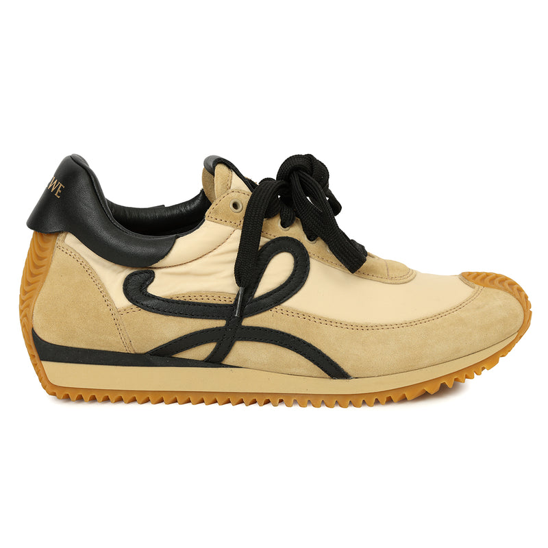 Pre-loved Loewe Gold/Black Flow Runner In Nylon And Suede Size: 39