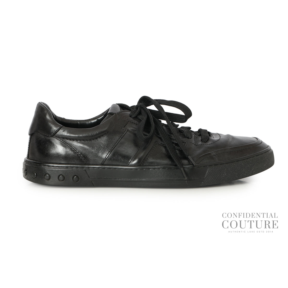 Leather Low Top Black Sneakers | EU 38.5