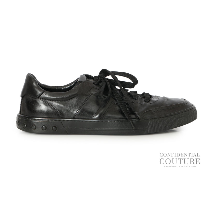 Leather Low Top Black Sneakers | 8.5