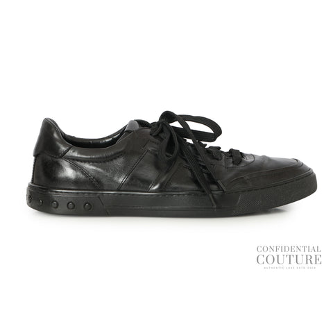 Leather Low Top Black Sneakers | 8.5
