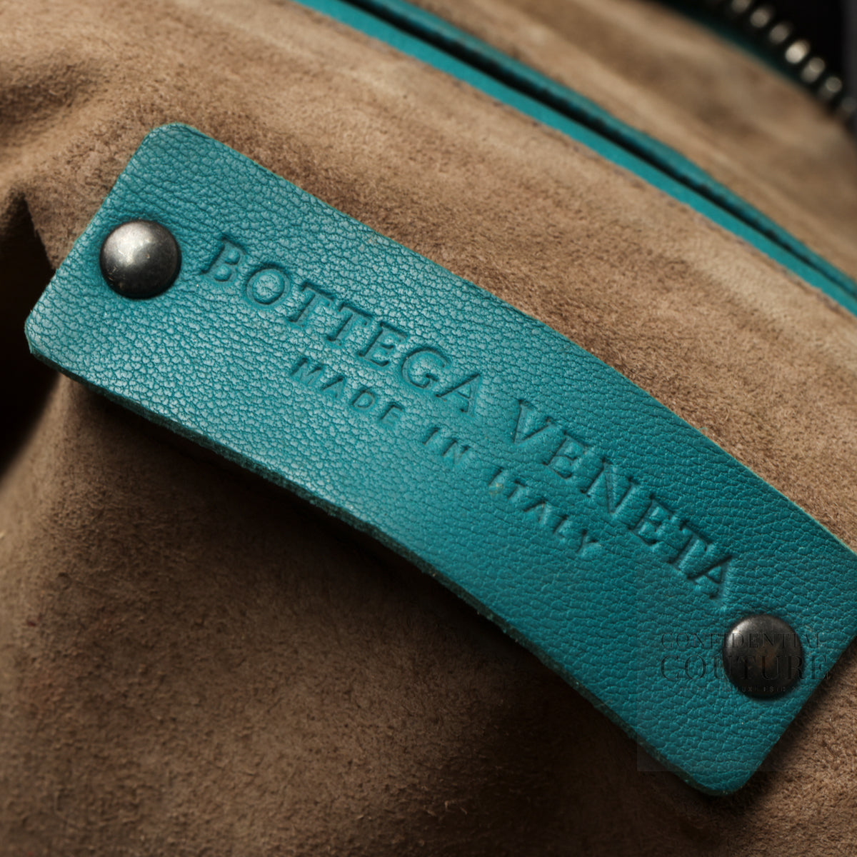 Teal Intrecciato Woven Nappa Leather Nodini Crossbody Bag