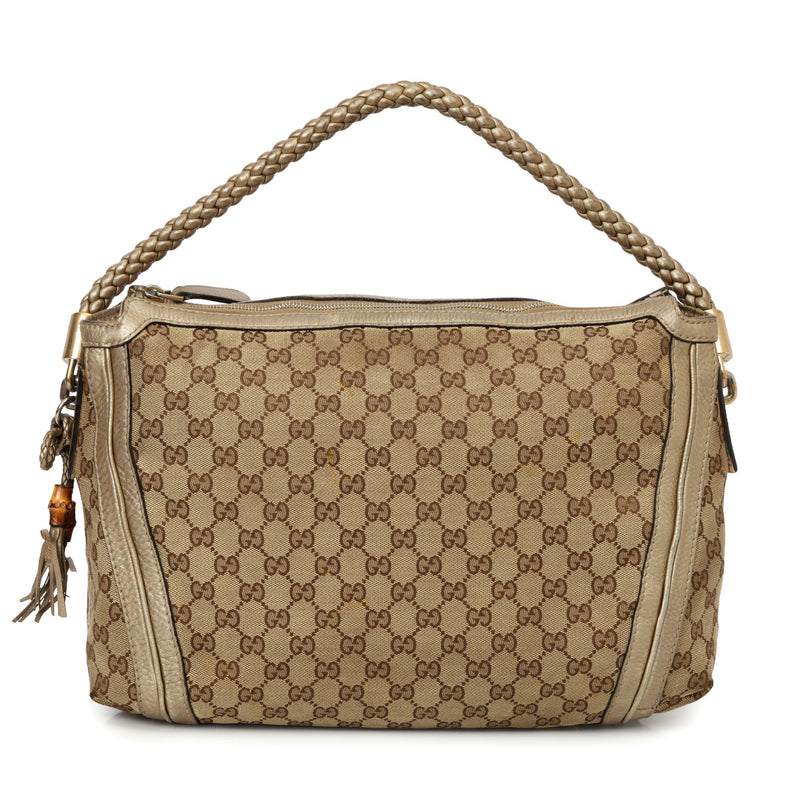 Gucci Beige/Brown GG Canvas Medium Bella Hobo Bag